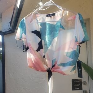 New Lulu's Tie Front Crop Top S